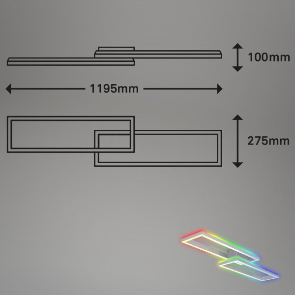 Brilo - LED RGBW Stmievateľný prisadený luster FRAME 2xLED/21W/230V 2700-6500K+ DO