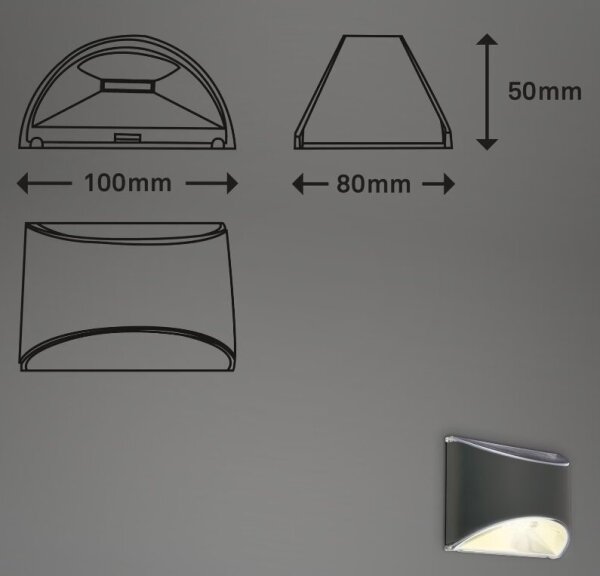 Briloner 3133015 - LED Solárne nástenné svietidlo LED/2W/3,7V IP44 3000K