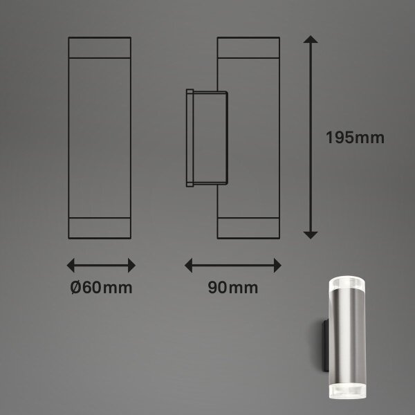 Brilo - LED Vonkajšie nástenné svietidlo 2xGU10/4,7W/230V IP44 4000K matný chróm