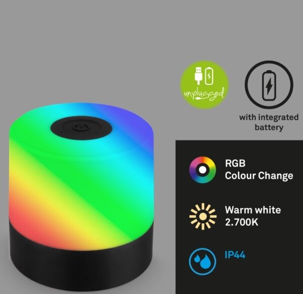 Briloner 7462015 - LED RGB nabíjacia stolná lampa LED/1,5W/5V IP44 čierna