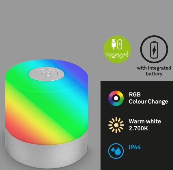 Briloner 7462014 - LED RGB Nabíjacia stolná lampa LED/1,5W/5V IP44 chróm