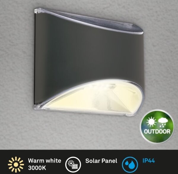 Briloner 3133015 - LED Solárne nástenné svietidlo LED/2W/3,7V IP44 3000K