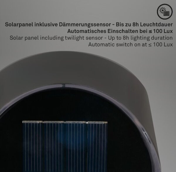 Briloner 3133015 - LED Solárne nástenné svietidlo LED/2W/3,7V IP44 3000K