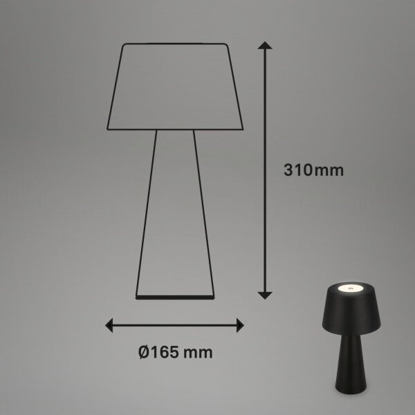Brilo - LED Stmievateľná nabíjacia vonkajšia stolná lampa LED/3,5W/5V IP44 čierna