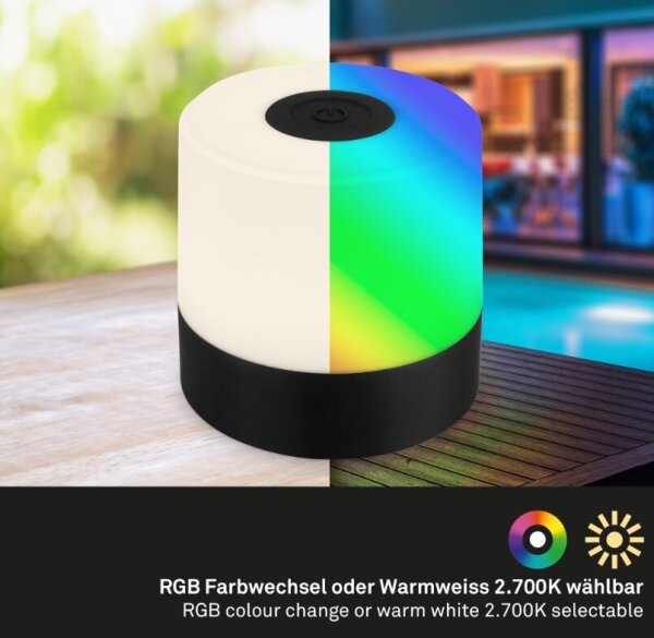 Briloner 7462015 - LED RGB nabíjacia stolná lampa LED/1,5W/5V IP44 čierna