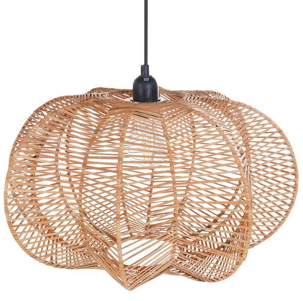 Závesná lampa prírodná ratanové tienidlo čierna kovová objímka na žiarovku boho stropné svietidlo obývačka spálňa