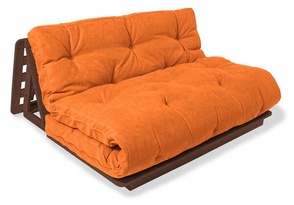 MarLiving Skladacia futonová pohovka LAYTI 03 140 cm z masívu/oranžová