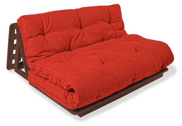 MarLiving Skladacia futonová pohovka LAYTI 03 140 cm z masívu/červená