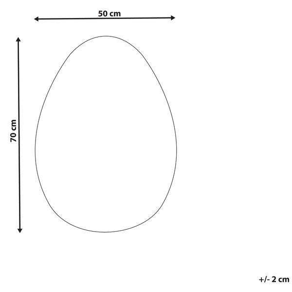 Nástenné zrkadlo strieborné 50 x 70 cm bez rámu oválne závesné minimalistický dizajn