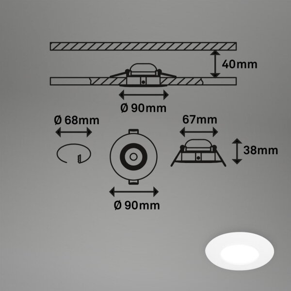 Briloner 7598036 -SADA 3x LED Koupelnové podh. svítidlo LED/4,9W/230V IP44 biela