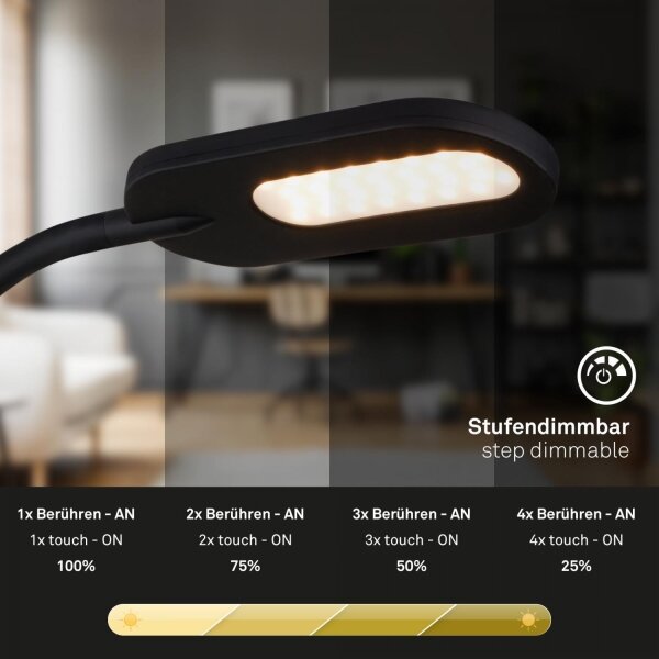 Briloner 2177015 - LED Stmievateľná flexibilná nástenná lampa LED/6W/230V čierna