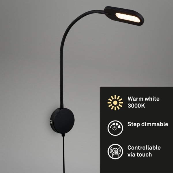Briloner 2177015 - LED Stmievateľná flexibilná nástenná lampa LED/6W/230V čierna