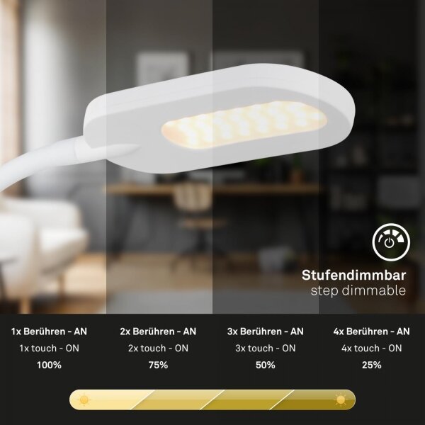 Briloner 2177016 - LED Stmievateľná flexibilná nástenná lampa LED/6W/230V biela