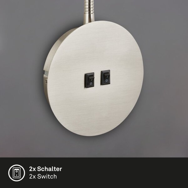 Briloner 2178012 - LED Nástenná flexibilná lampa 1xE14/10W/230V + LED/3W chróm