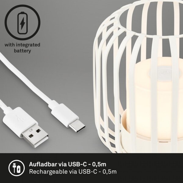 Brilo - LED Stmievateľná nabíjacia stolná lampa LED/2W/5V IP44 biela