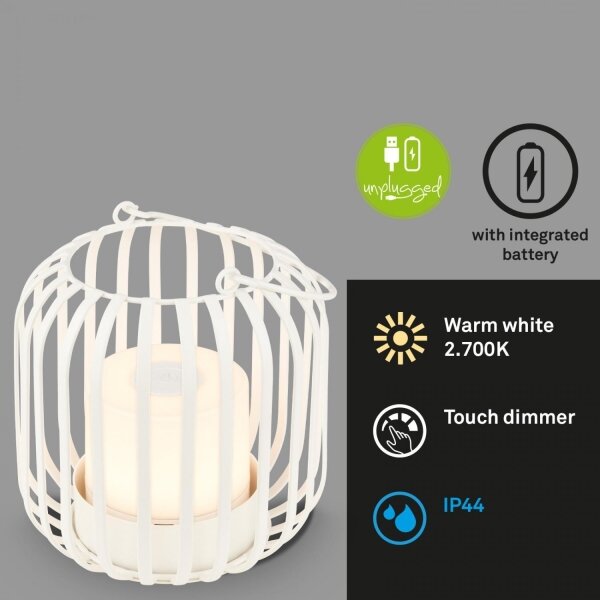 Brilo - LED Stmievateľná nabíjacia stolná lampa LED/2W/5V IP44 biela