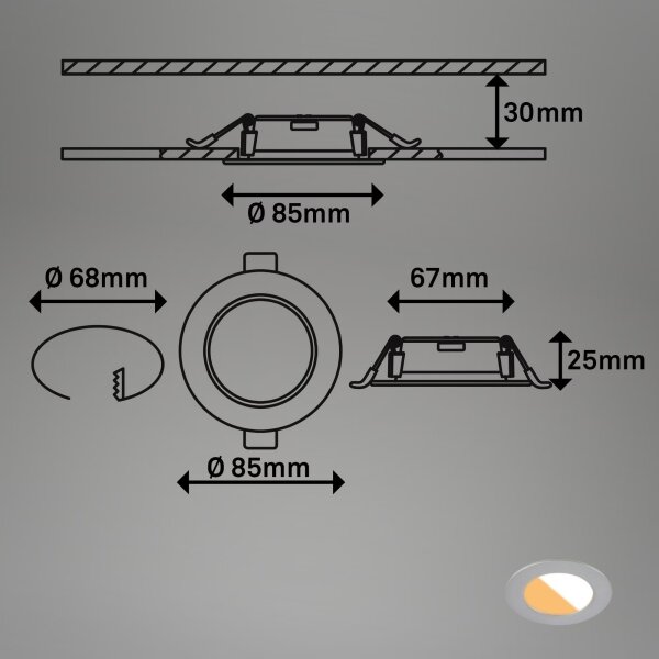 Brilo - SADA 3x LED Kúpeľňové podhľadové svietidlo LED/4W/230V IP44 strieborná