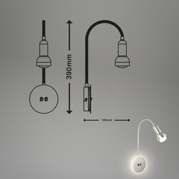 Briloner 2178012 - LED Nástenná flexibilná lampa 1xE14/10W/230V + LED/3W chróm