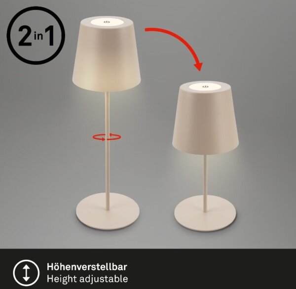 Briloner 7508011 - LED stmievateľná nabíjateľná stolná lampa LED/2,5W/5V IP44 béžová