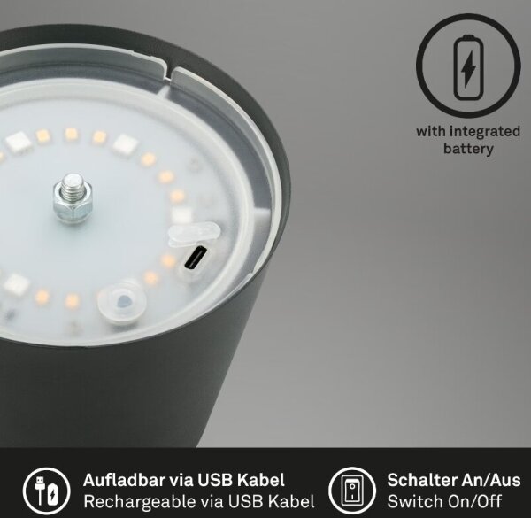 Briloner 7507015 - LED RGBW stmievateľná nabíjacia stolová lampa LED/2,5W/5V IP44 antracit