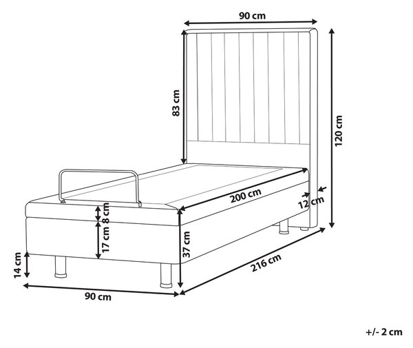 Čalúnená polohovateľná posteľ krémová biela 90 x 200 cm elektrické nastavenie s diaľkovým ovládaním buklé čalúnenie
