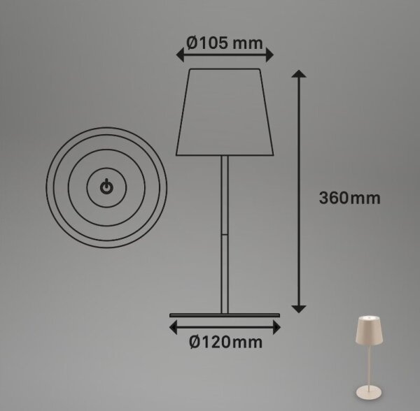 Briloner 7508011 - LED stmievateľná nabíjateľná stolná lampa LED/2,5W/5V IP44 béžová