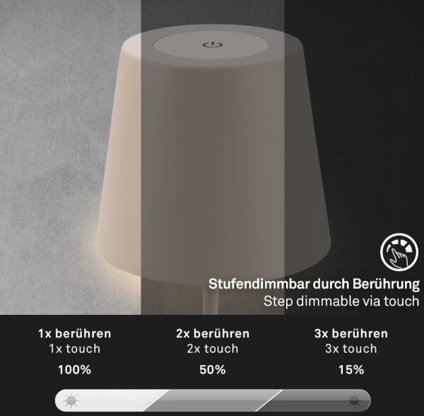 Briloner 7508011 - LED stmievateľná nabíjateľná stolná lampa LED/2,5W/5V IP44 béžová