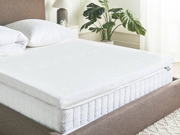 Vrchný matrac biela latex pena polyesterový poťah 160 x 200 cm topper podložka na posteľ spálňa
