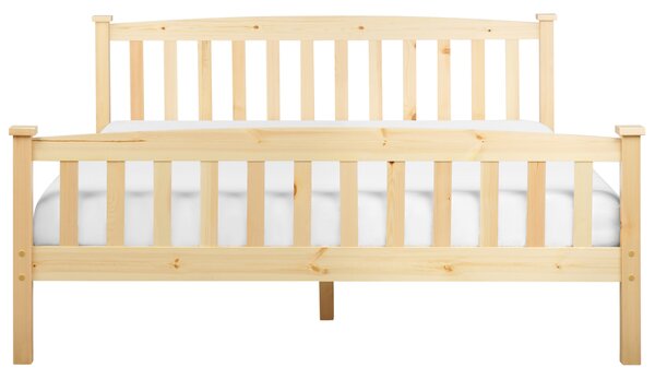 Posteľ svetlohnedá borovicové drevo 160 x 200 cm s roštom minimalistický škandinávsky štýl spálňa