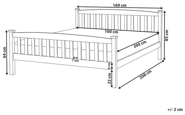 Posteľ svetlohnedá borovicové drevo 160 x 200 cm s roštom minimalistický škandinávsky štýl spálňa
