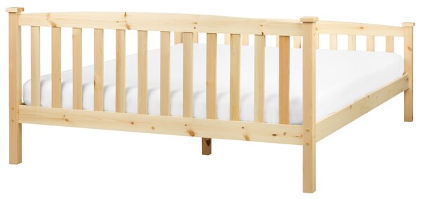 Posteľ svetlohnedá borovicové drevo 160 x 200 cm s roštom minimalistický škandinávsky štýl spálňa