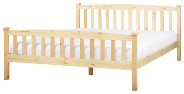 Posteľ svetlohnedá borovicové drevo 160 x 200 cm s roštom minimalistický škandinávsky štýl spálňa