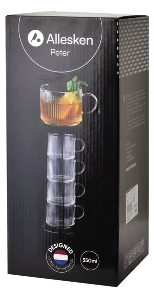 Allesken Sklenená súprava 4 ks pohárov PETER 350 ml číra