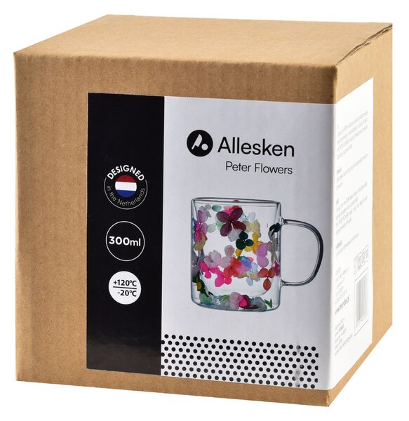 Mondex Sklenený hrnček PETER FLOWER 300 ml číry/viacfarebný