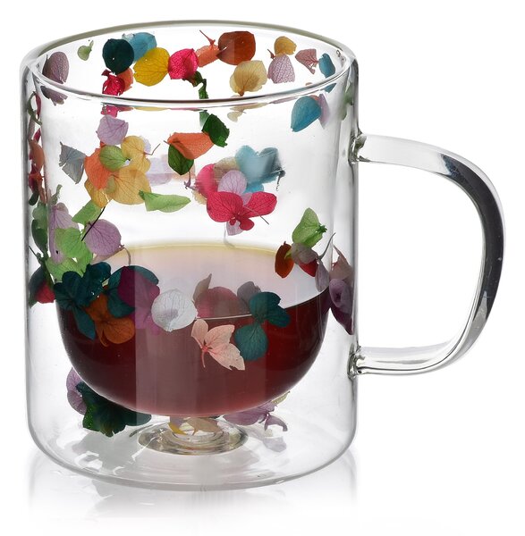 Mondex Sklenený hrnček PETER FLOWER 300 ml číry/viacfarebný