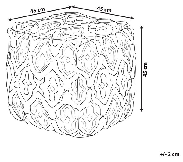 Taburet čierna biela vlna 45 x 45 cm štvorcový tvar geometrický vzor moderný rustikálny štýl obývačka spálňa
