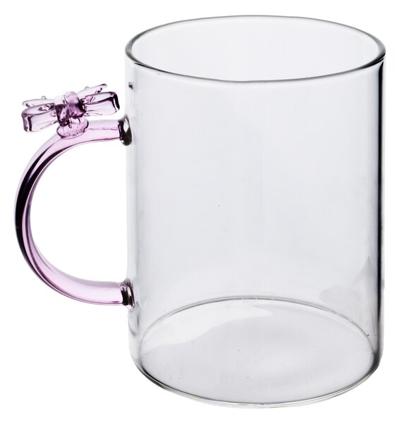 Allesken Sklenený hrnček PETER RIBBON 400 ml číry/ružový
