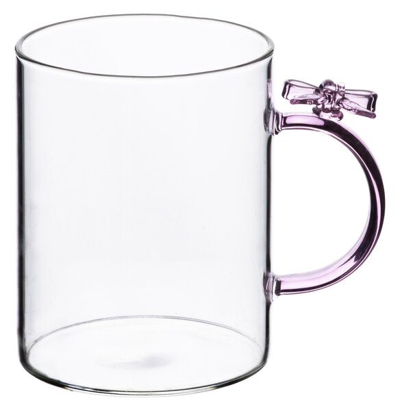 Allesken Sklenený hrnček PETER RIBBON 400 ml číry/ružový