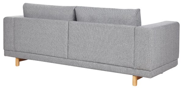 Pohovka sivá polyesterové čalúnenie 3-miestna široké opierky vankúše moderná minimalistický štýl obývacia izba