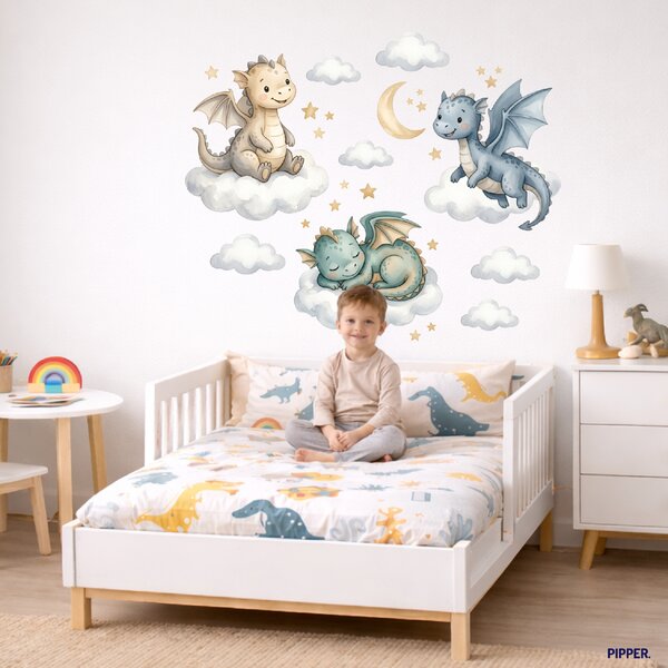 60x120cm Dráčiky na obláčikoch - textilná nálepka na stenu