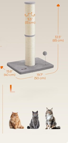 SONGMICS Škrabadlo pre mačky Caddy 85 cm sivé/béžové