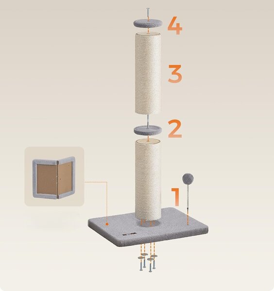SONGMICS Škrabadlo pre mačky Caddy 85 cm sivé/béžové