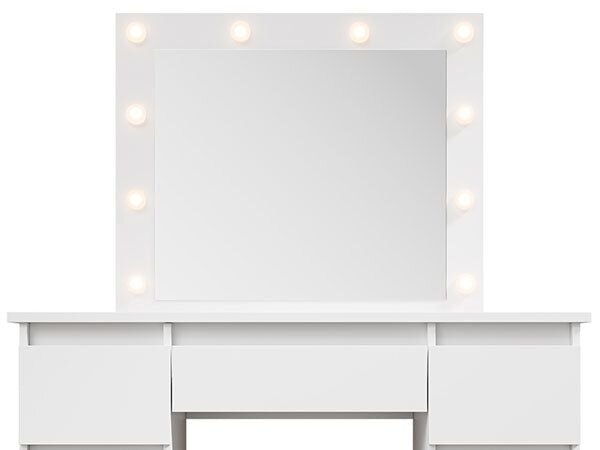 Kozmetický stolík s LED zrkadlom 110x140x40 cm, biely