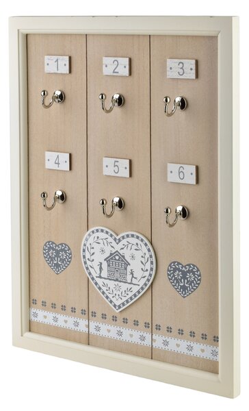 Mondex Skrinka na kľúče STACY Heart 40x30 cm biela/hnedá