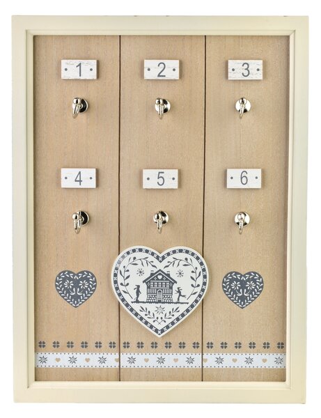 Mondex Skrinka na kľúče STACY Heart 40x30 cm biela/hnedá