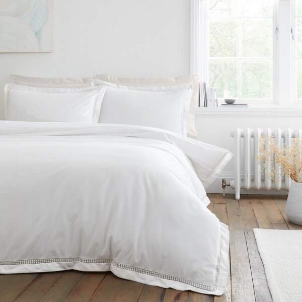 Biele bavlnené obliečky na dvojlôžko 200x200 cm Oxford Lace Trim – Bianca