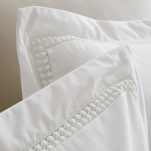 Biele bavlnené obliečky na dvojlôžko 200x200 cm Oxford Lace Trim – Bianca