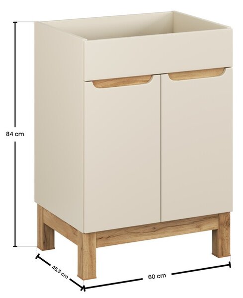 Comad Skrinka pod umývadlo Bali 2D 60 cm kašmír/dub wotan