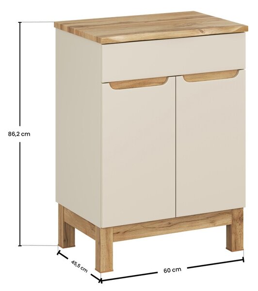 Comad Skrinka pod umývadlo Bali Nature s doskou 60 cm kašmírová/dub wotan