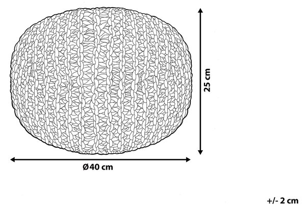 Puf taburetka tmavosivá okrúhla bavlnená 40 x 25 cm pletená podnožka výplň z polystyrénového granulátu